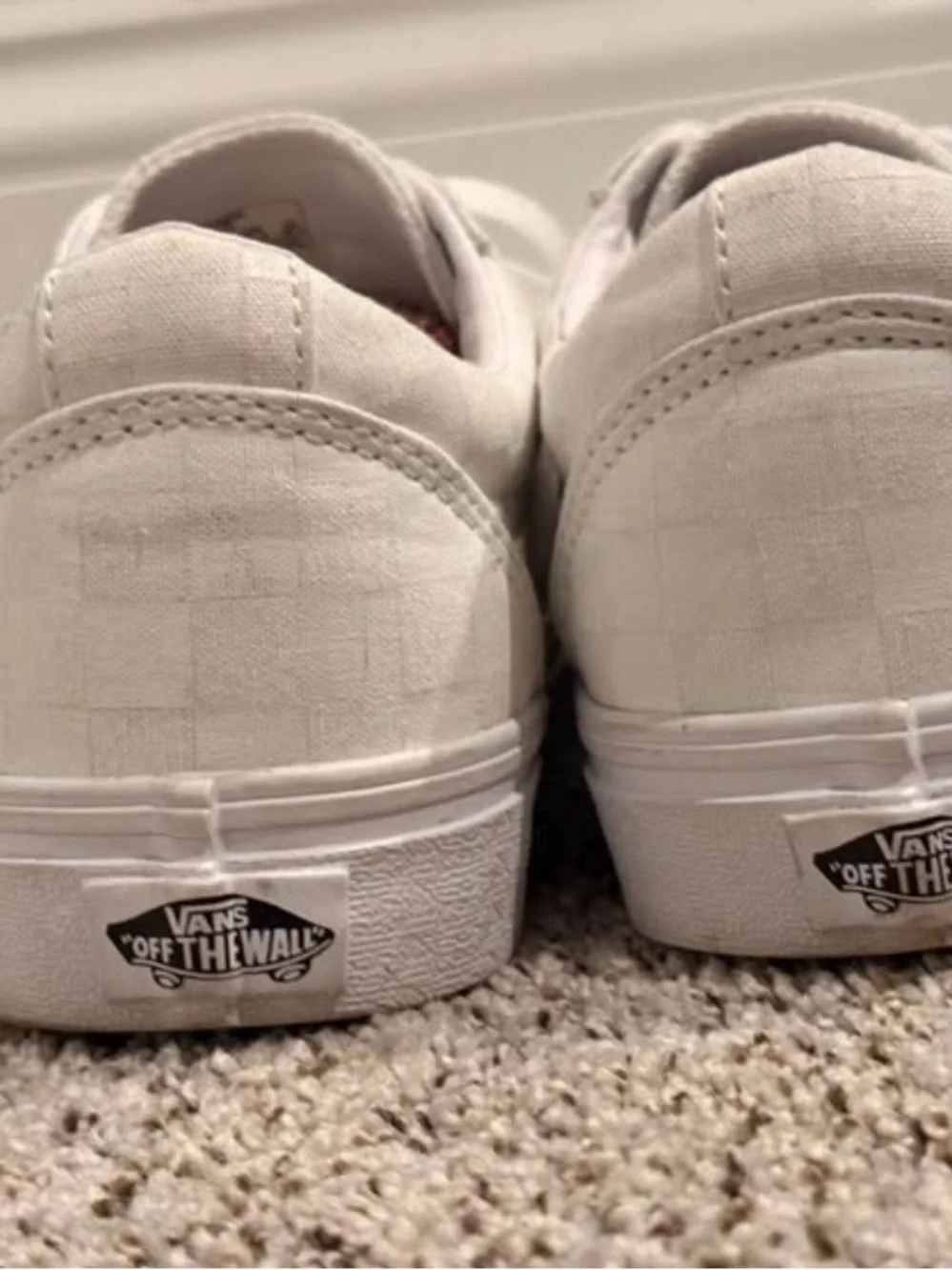 Vans Women's All-White Checkerboard Low Top Sneakers